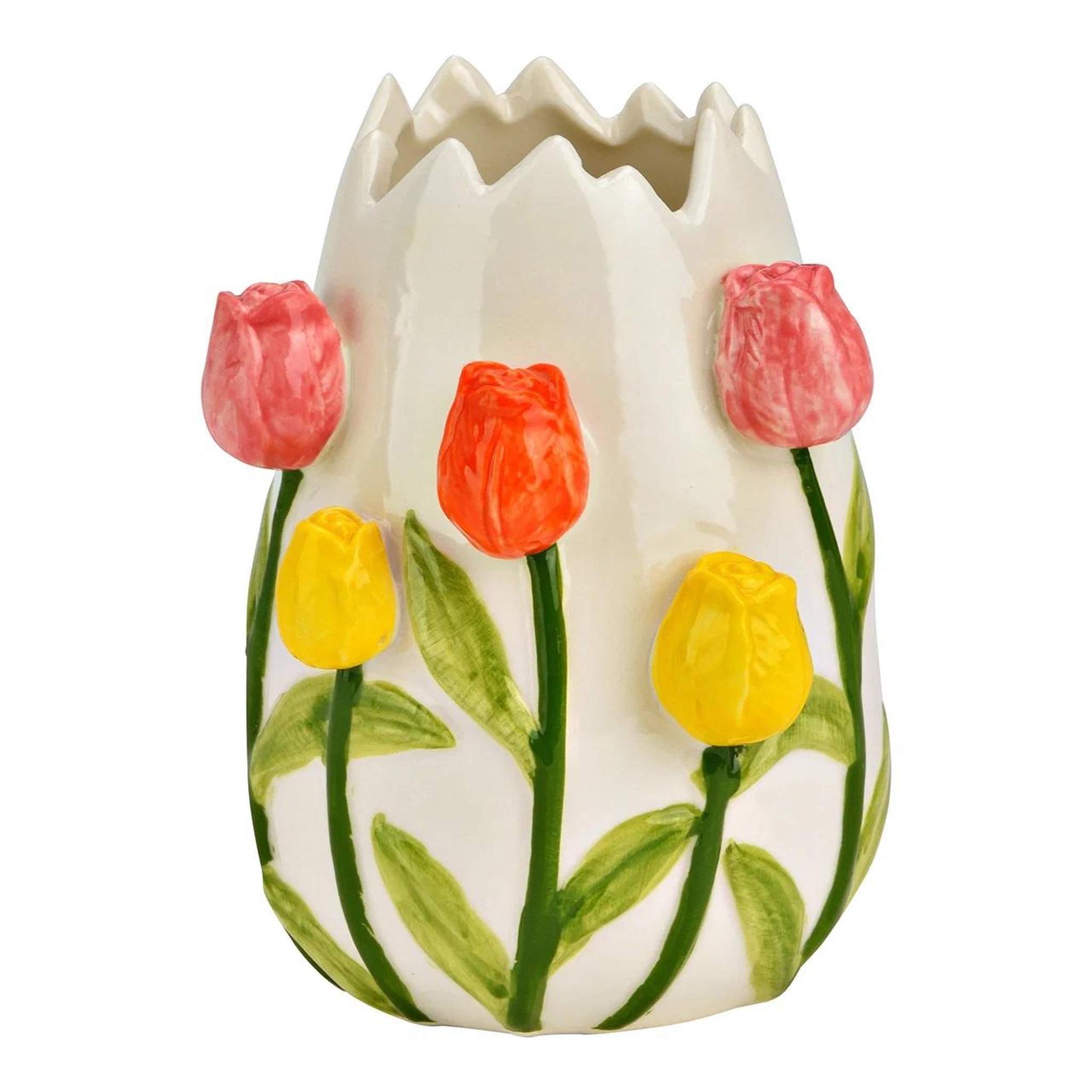 Eden Vase en porcelaine coloré décor tulipes