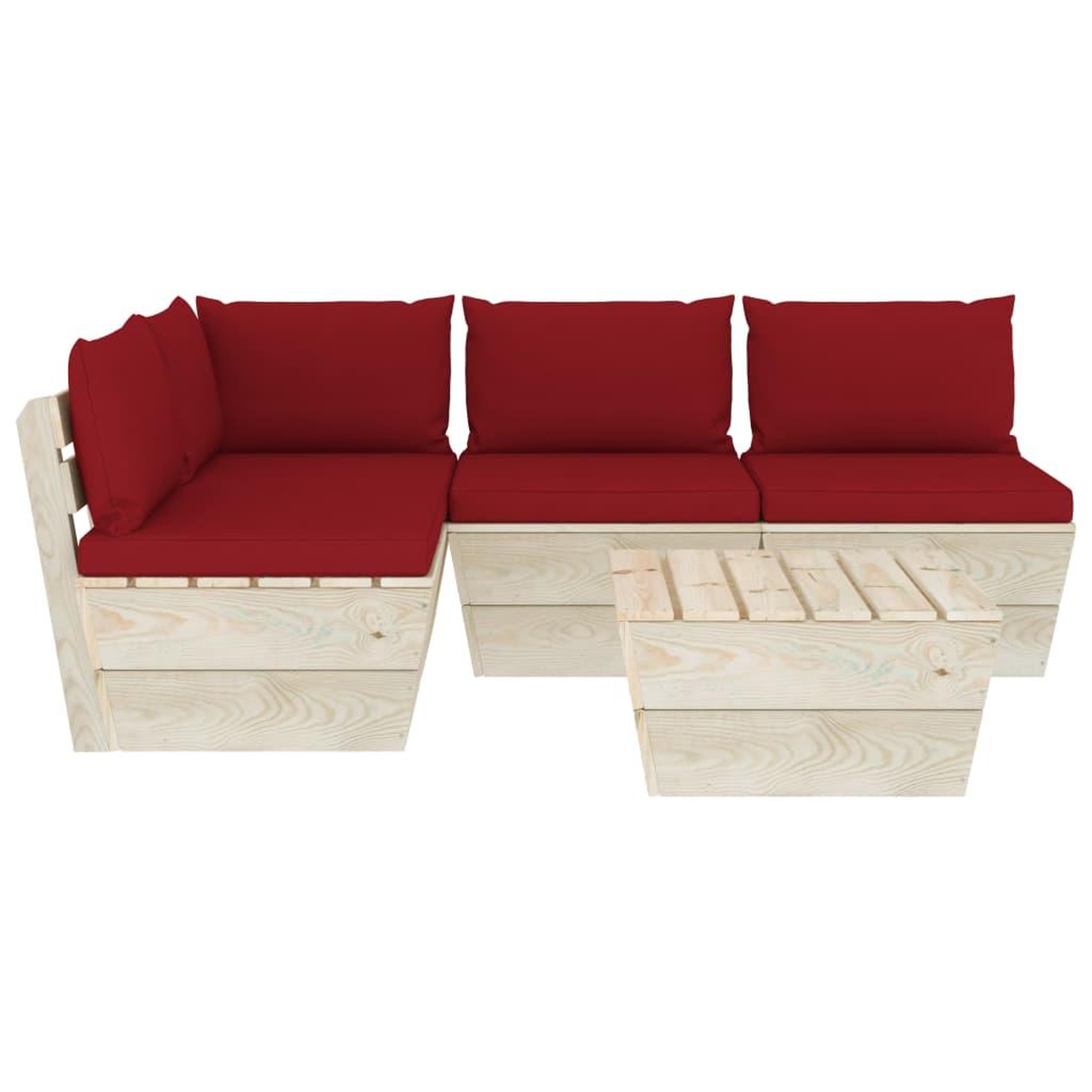 Voir la diapositive 3 : VIDAXL Salon de jardin palette 5 pcs avec coussins bois d'epicea