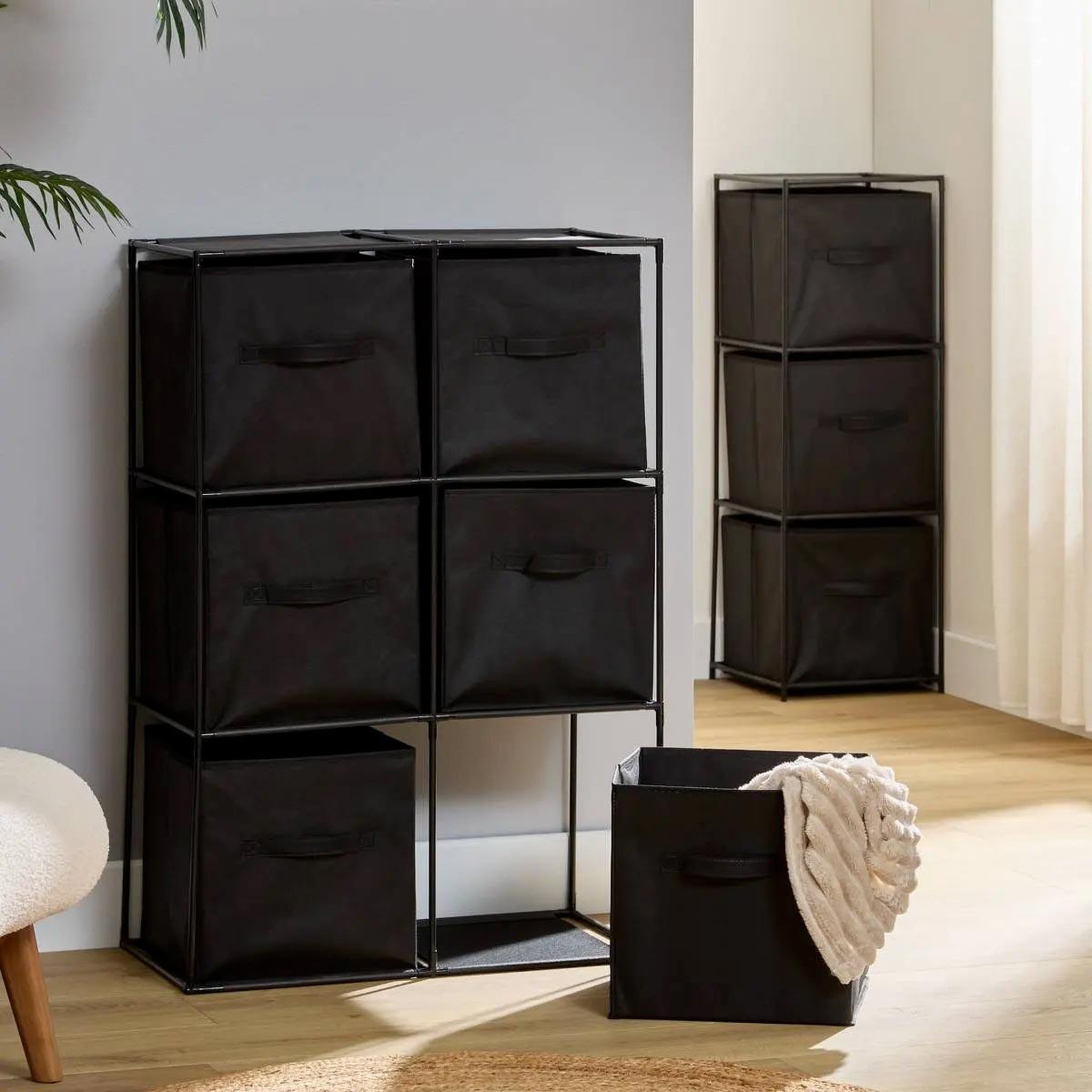 Voir la diapositive 4 : Paris Prix Étagère & 6 boîtes de rangement  module  98cm noir