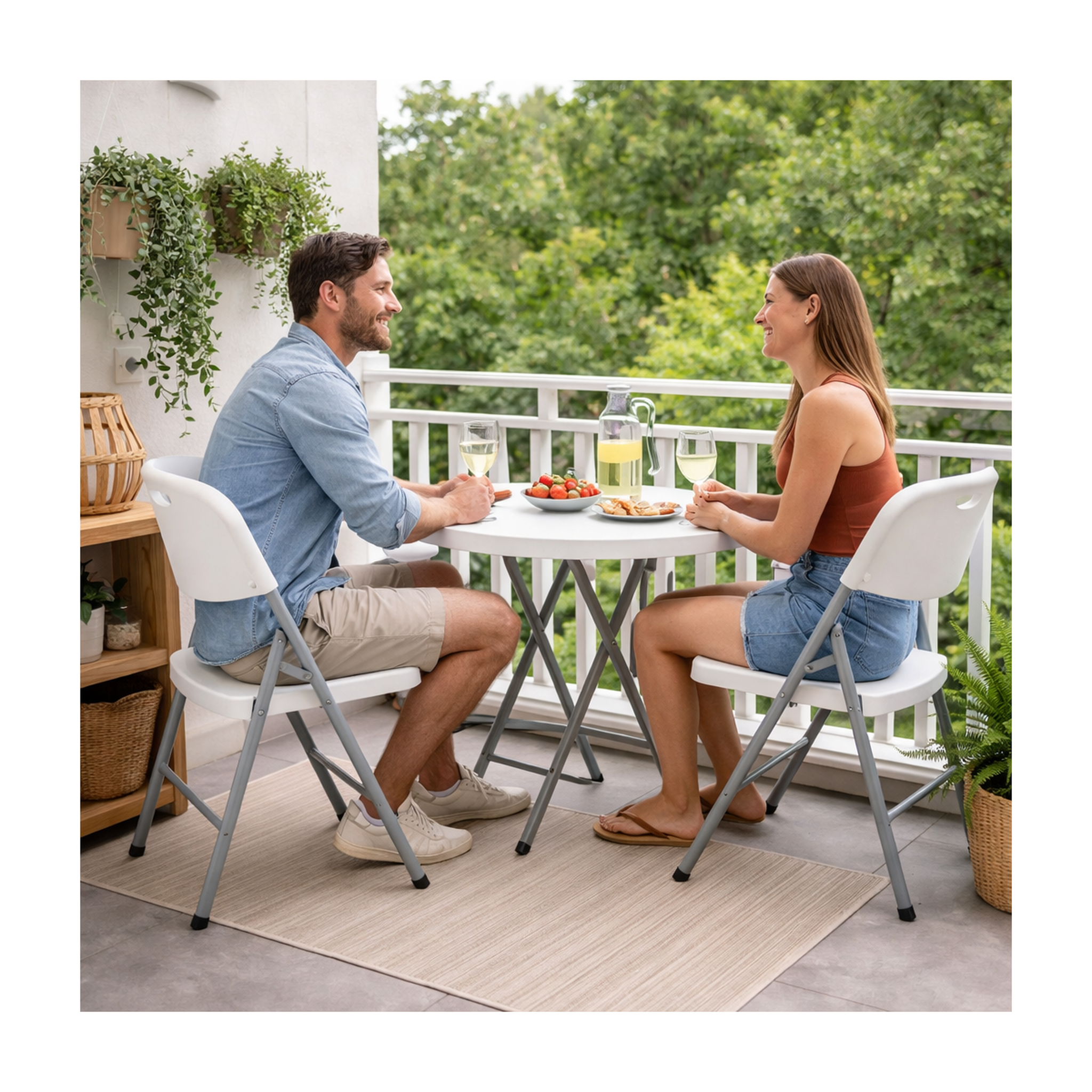 Voir la diapositive 6 : KZ GARDEN Lot de 4 chaises pliantes blanches plastique renforcé chaise d'appoint intérieur/extérieur jardin réception kzgarden