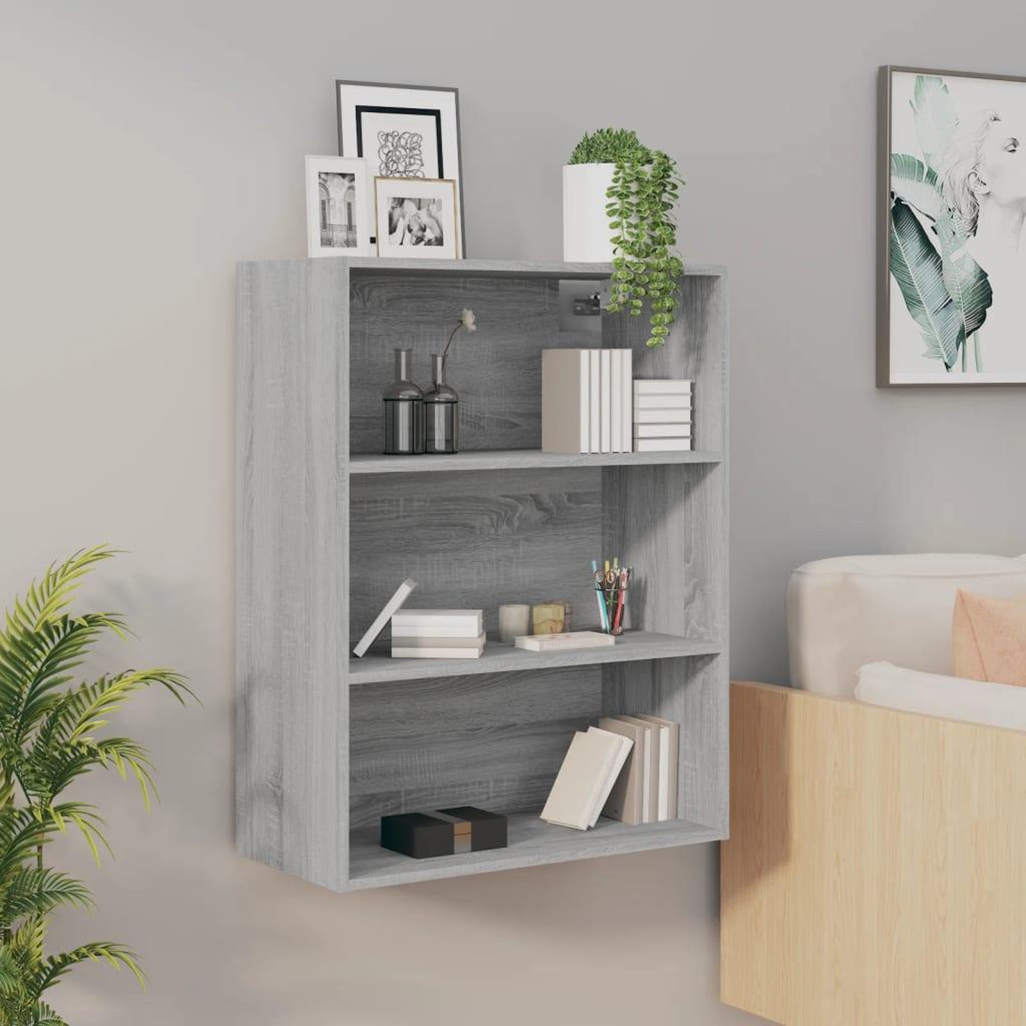 VIDAXL Armoire murale suspendue Sonoma gris 69,5x32,5x90 cm