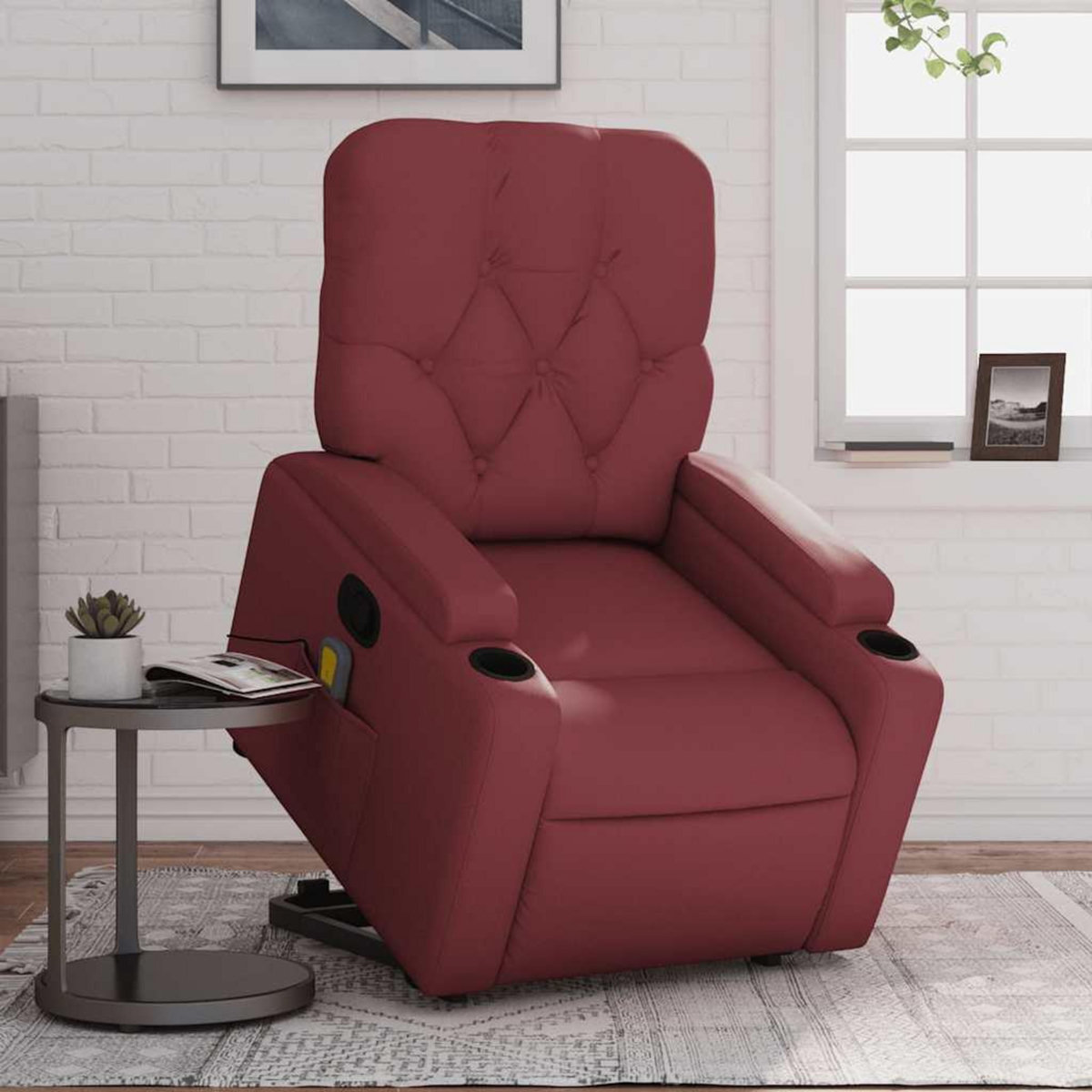VIDAXL Fauteuil inclinable de massage Rouge bordeaux Similicuir