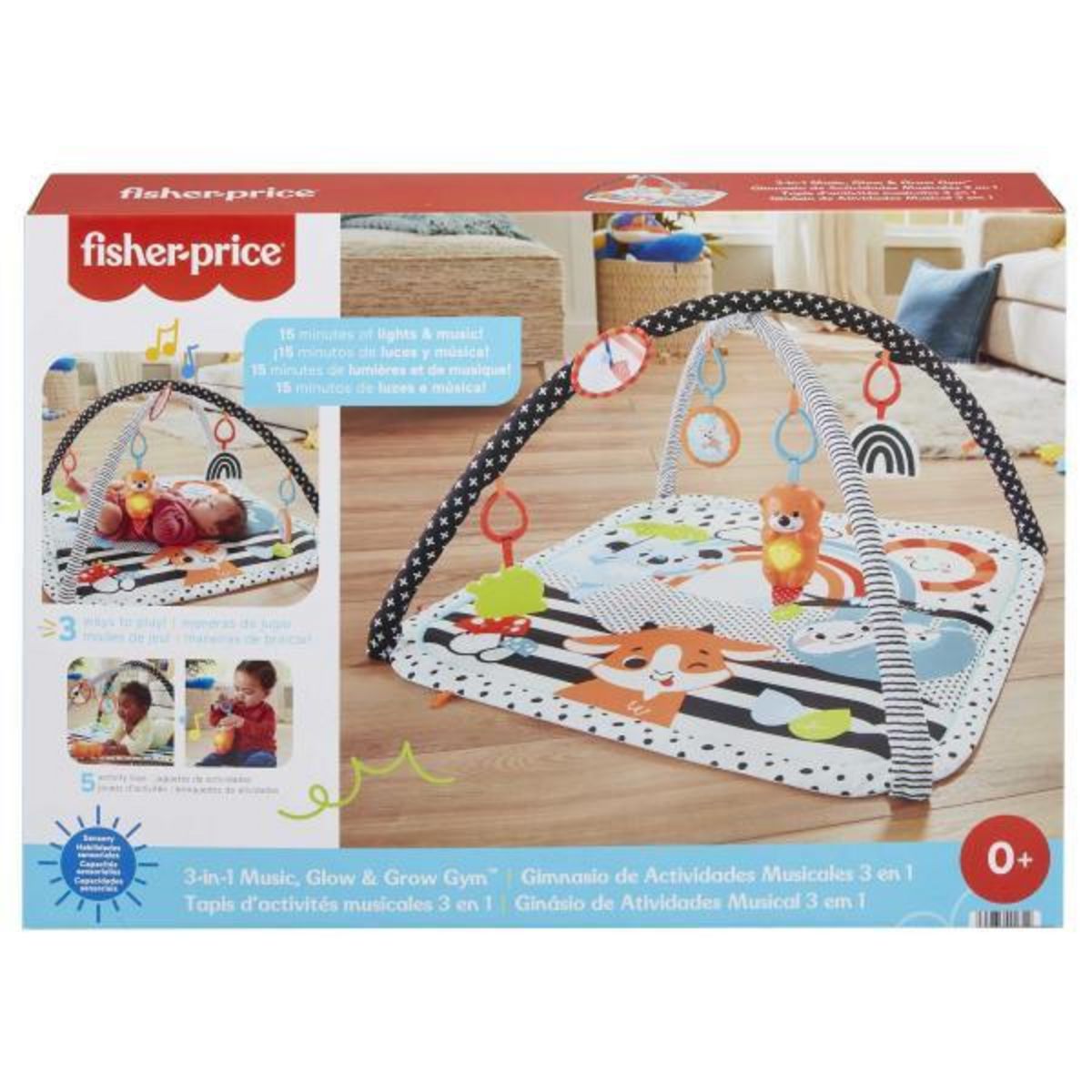 FISHER PRICE Fisher-Price - Mon Tapis d'activités 3 en 1 sensoriel - Tapis Bébé - Des la naissance HBP41