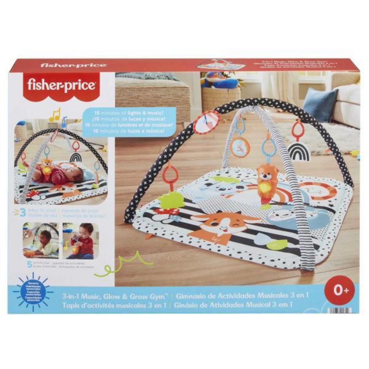 FISHER PRICE Fisher-Price - Mon Tapis d'activités 3 en 1 sensoriel - Tapis Bébé - Des la naissance HBP41