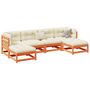 Voir la diapositive 1 : VIDAXL Salon de jardin 6 pcs avec coussins cire marron bois pin massif
