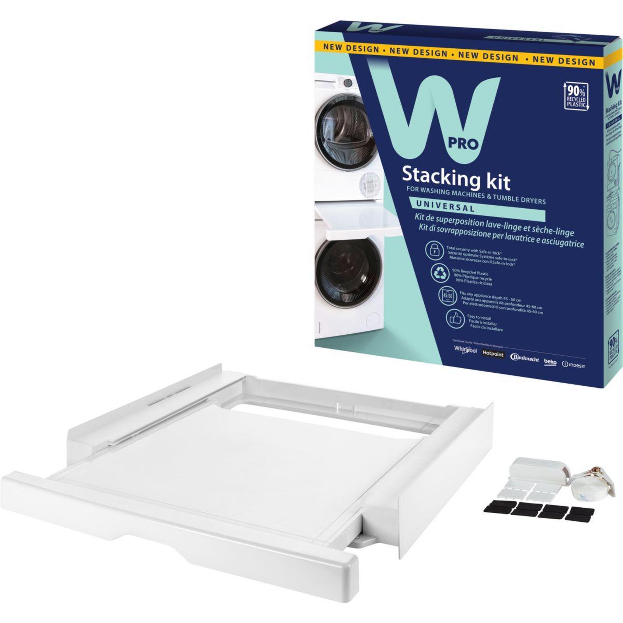 Voir la diapositive 3 : WPRO Kit de superposition colonne avec tablette coulissante