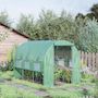 Voir la diapositive 2 : OUTSUNNY Serre de jardin tunnel 6 m² 6 fenêtres porte zippée acier galvanisé PE vert