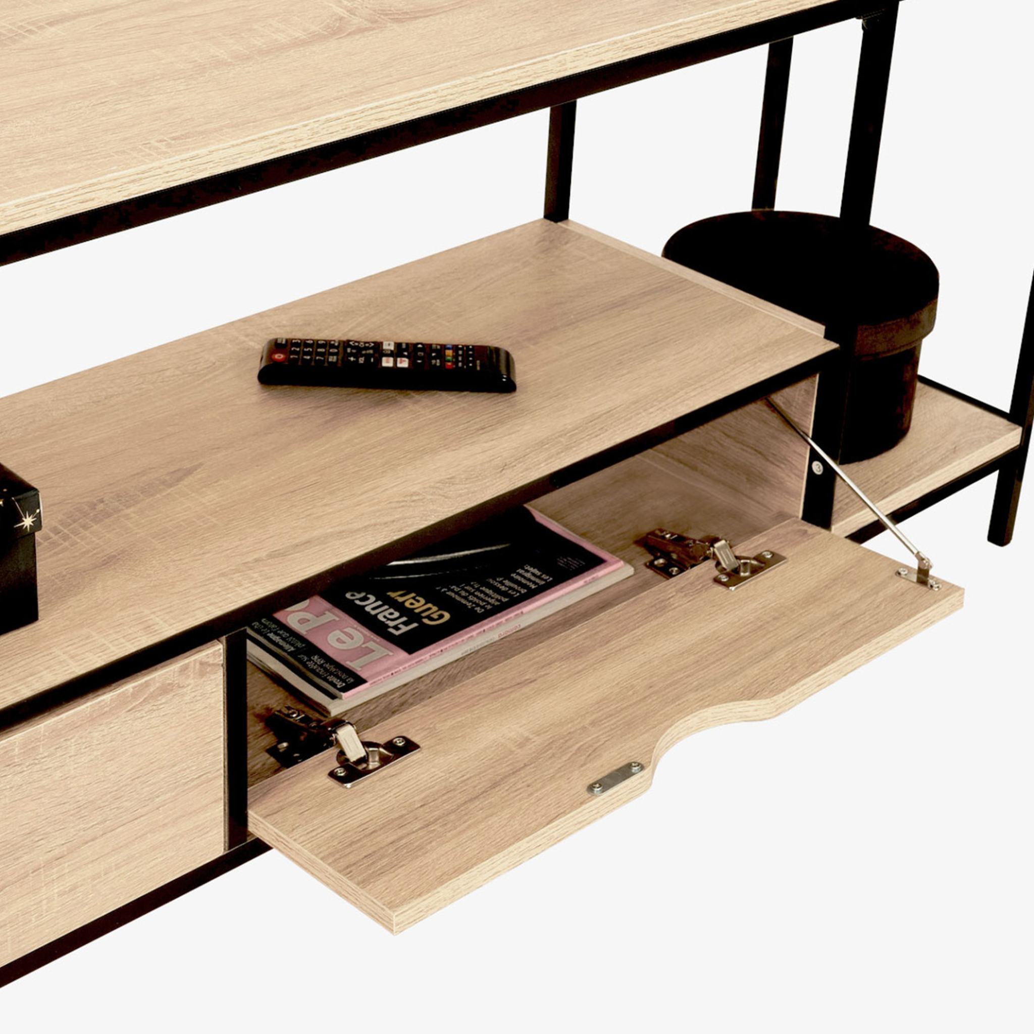 Voir la diapositive 5 : ID MARKET Ensemble meuble tv 164 cm detroit avec étagères design industriel