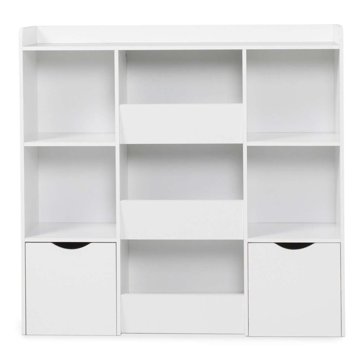 ID MARKET Meuble de rangement enfant MANA 5 étagères, 3 bacs et 2 cubes sur roulettes blanc