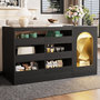 Voir la diapositive 4 : MERAX Buffet 1 porte(s) 6 tiroir(s) - 120 cm noir led mdf