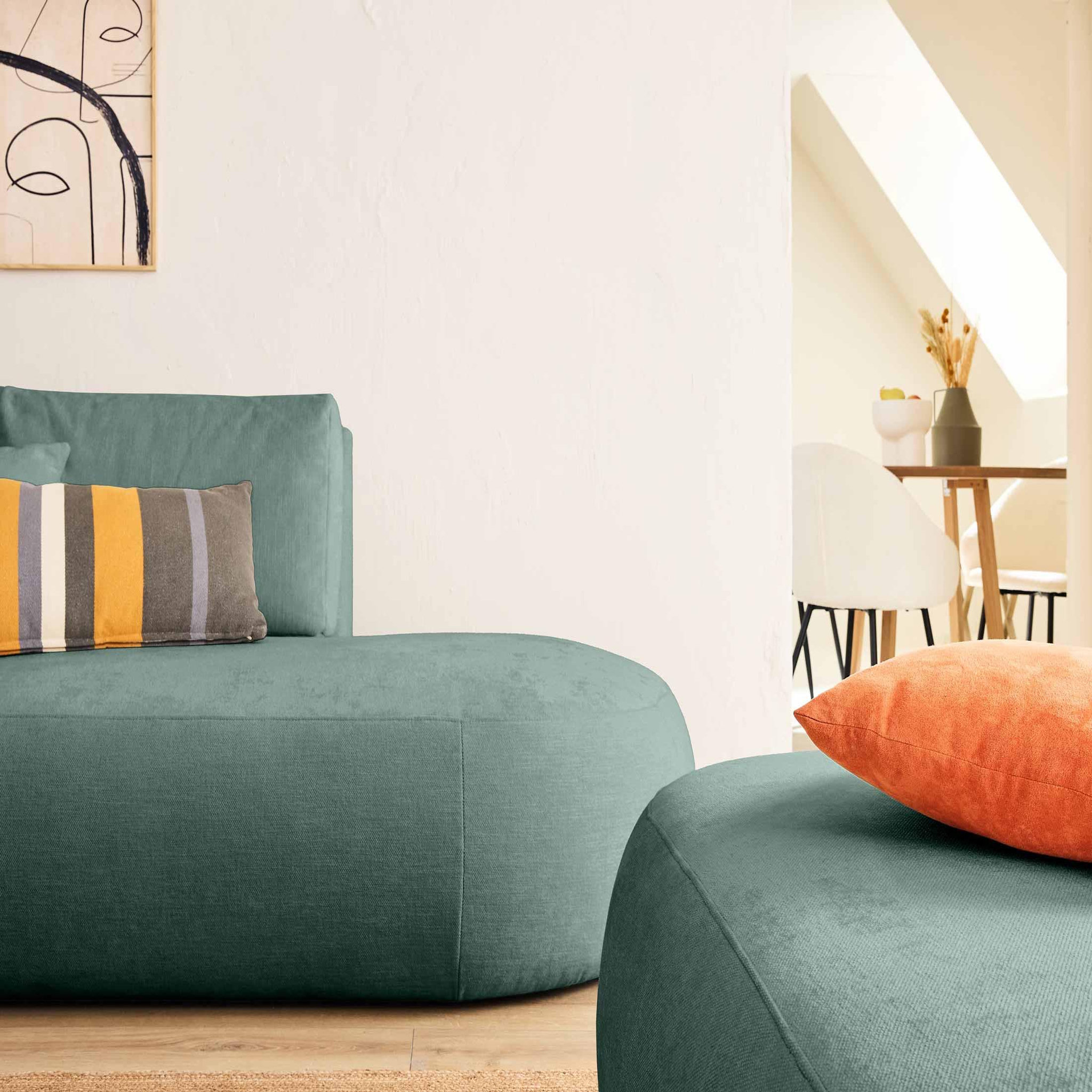 Voir la diapositive 2 : LISA DESIGN Santorini - canapé modulable d'angle gauche + pouf - 4 places - en tissu texturé