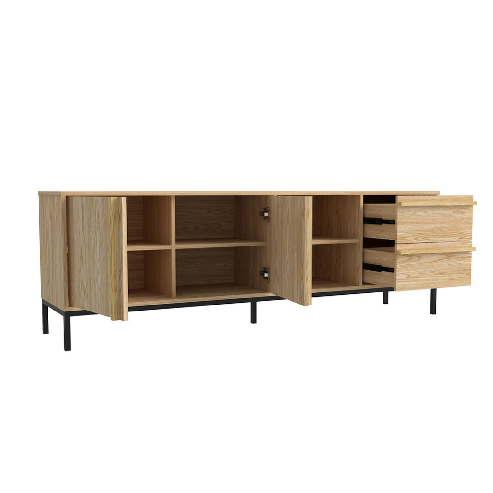 Voir la diapositive 4 : CONCEPT USINE Buffet en bois avec rangements 180cm BUDAPEST