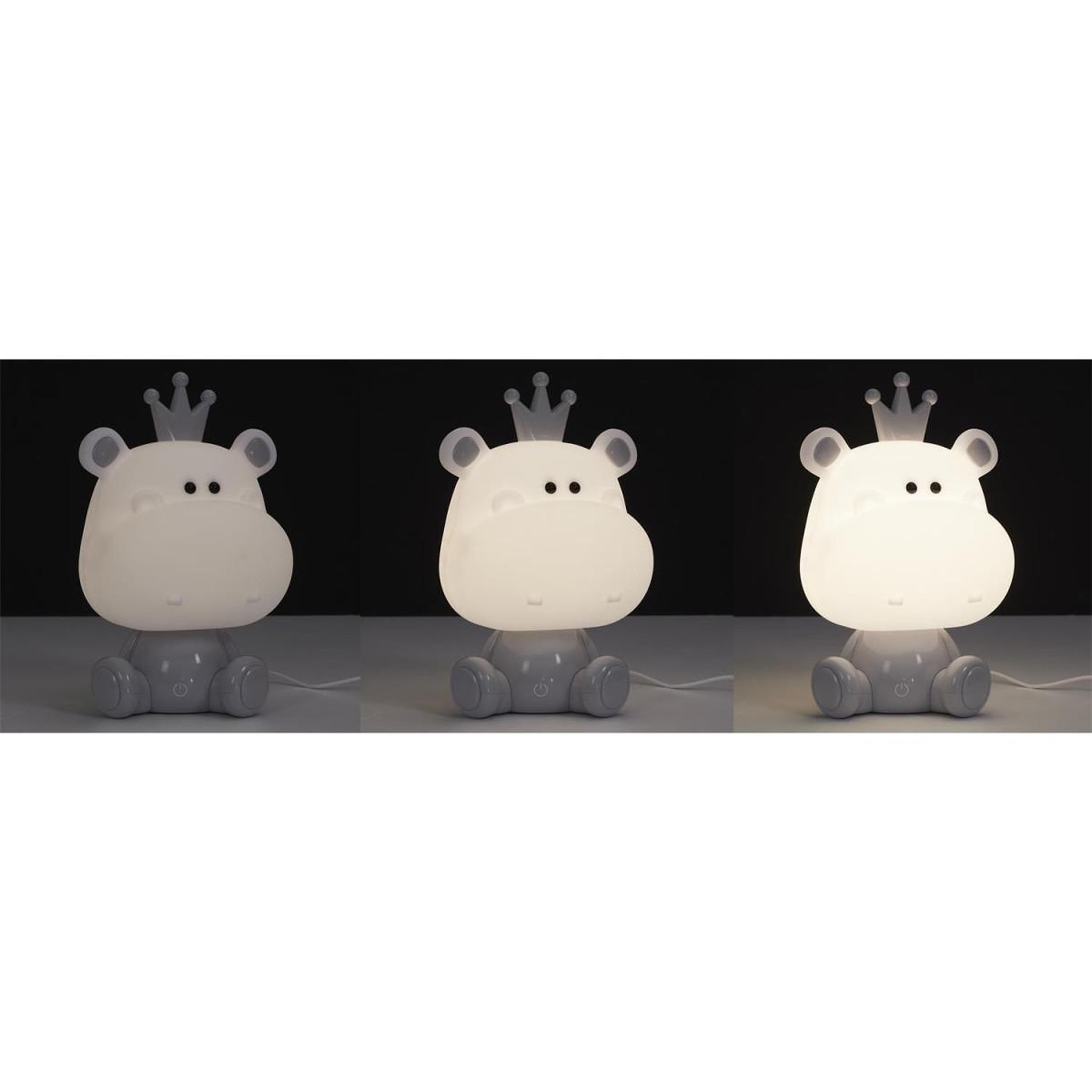 Voir la diapositive 5 : HOME DECO KIDS Lampe veilleuse  hippopotame  25cm blanc & gris
