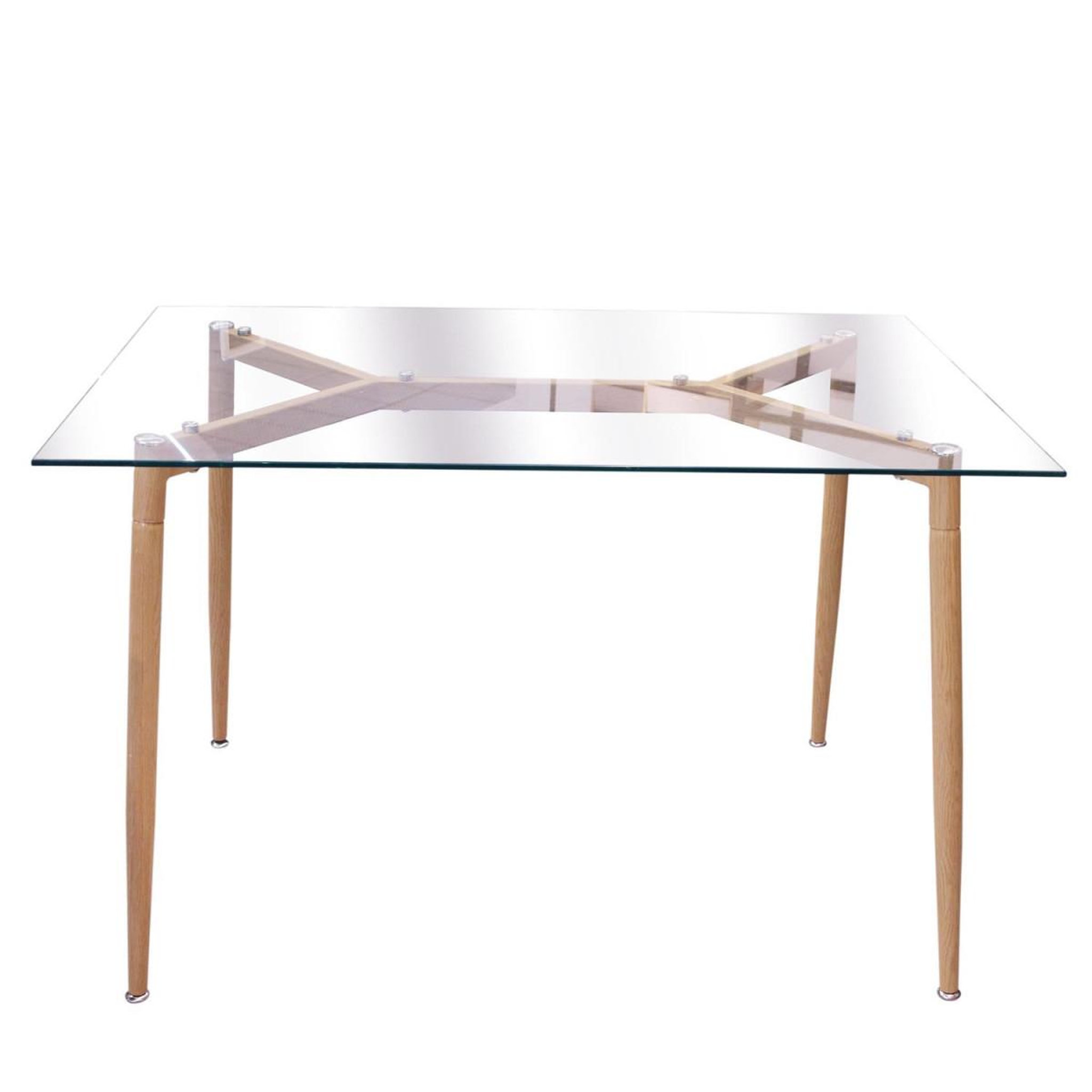 Voir la diapositive 2 : The Home Deco Factory Table de repas en verre  glosa  115cm transparent