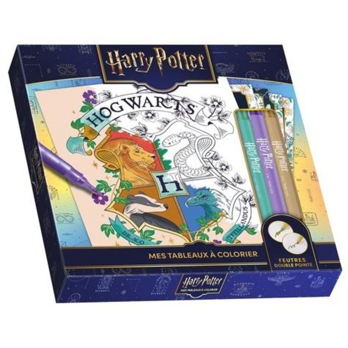 MES TABLEAUX A COLORIER HARRY POTTER. AVEC 10 TABLEAUX ILLUSTRES A COLORIER ET A SUBLIMER ET 3 FEUTRES PAILLETES DOUBLE POINTE, Play Bac