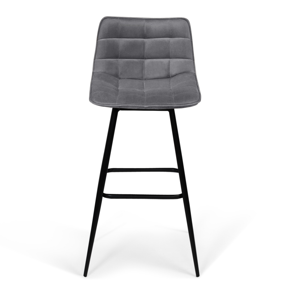 ID MARKET Lot de 4 tabourets de bar MADY en velours gris clair