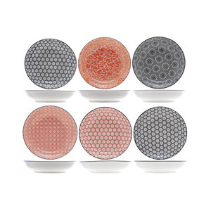 Lot De 6 Assiettes Creuses En Grès Theodora - Couleur Gris Bleuté - 22 Cm De Diamètre - Cosy & Trendy