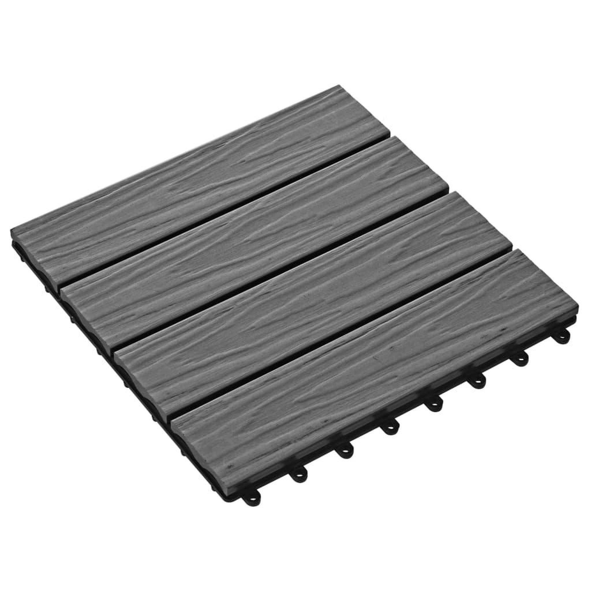 Voir la diapositive 3 : VIDAXL Carreau de terrasse en relief 11 pcs WPC 30x30 cm 1 m^2 Gris