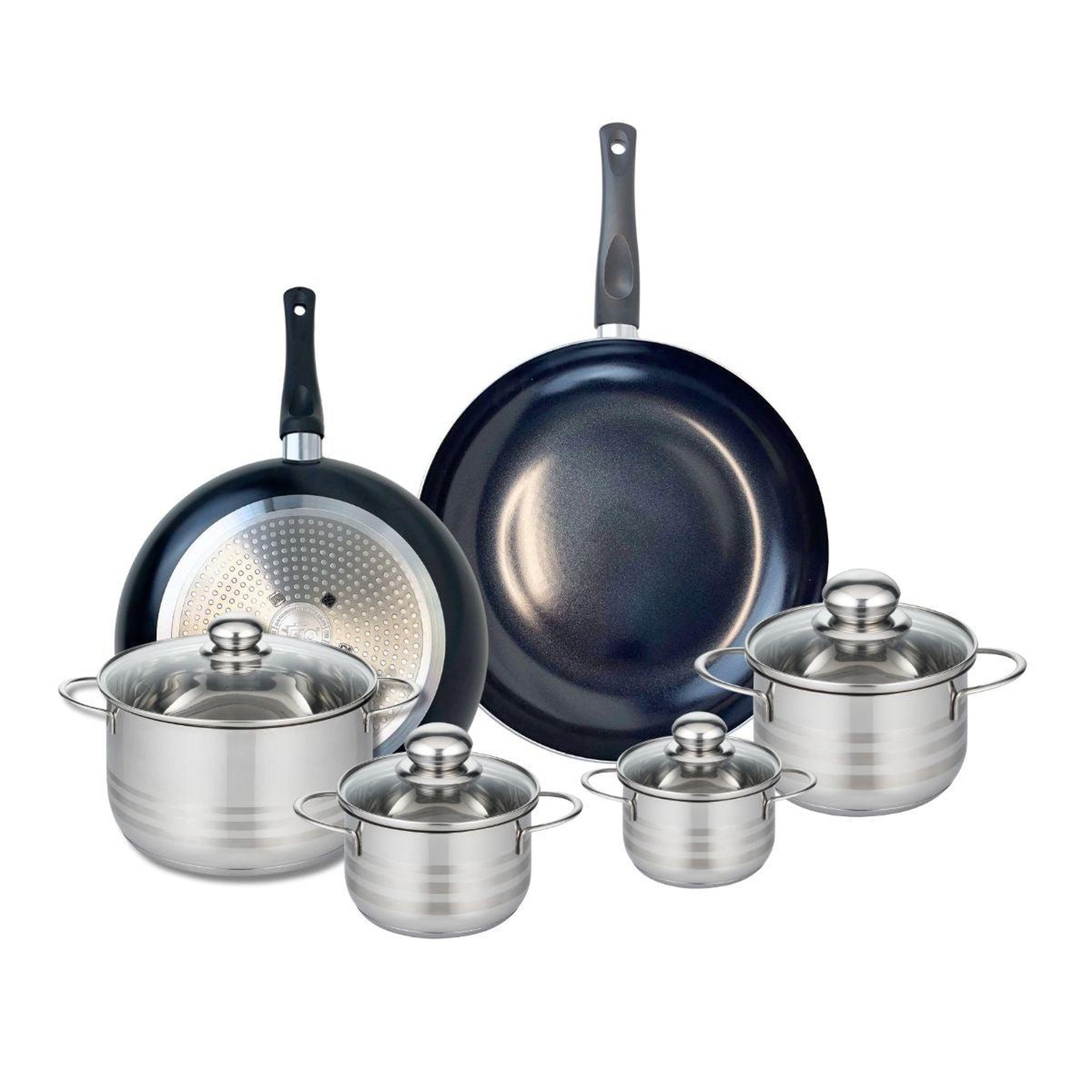 ELO Ensemble de 2 poêles de cuisson 28 et 32 cm et 4 faitouts 12, 14, 16 et 20 cm elo prima brillant