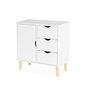 Voir la diapositive 5 : SWEEEK Commode enfant. 1 porte et 3 tiroirs. 2 étagères. blanc. pieds en pin