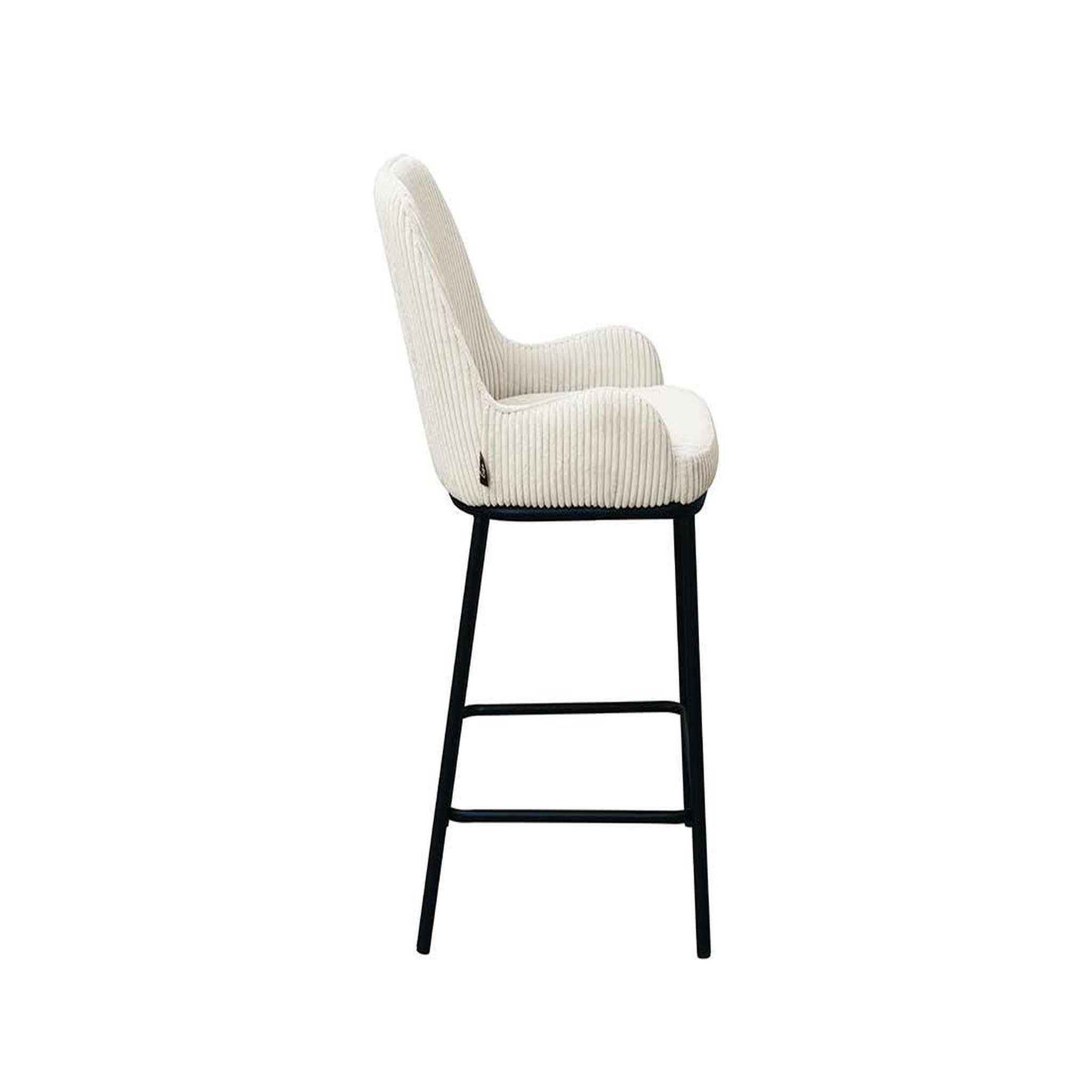 Voir la diapositive 4 : LISA DESIGN Salinas - lot de 2 chaises de bar - en velours côtelé - beige - h65 cm