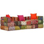 VIDAXL Pouf modulaire a 3 places Patchwork Tissu
