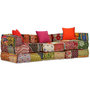 Voir la diapositive 1 : VIDAXL Pouf modulaire a 3 places Patchwork Tissu