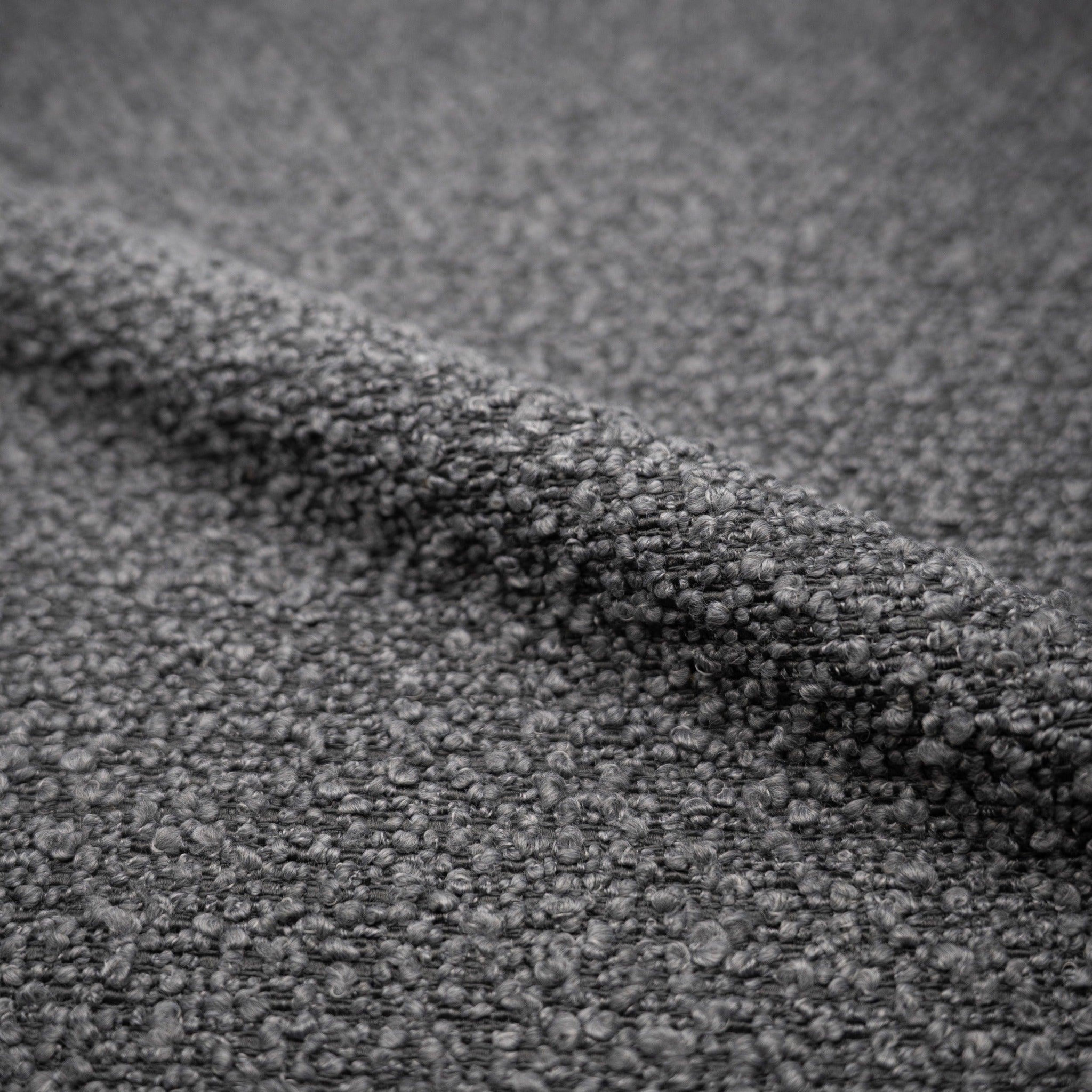 Voir la diapositive 3 : MAISON PAVANE Lot de 2 chaises pour îlot central 65 cm en tissu bouclette gris-misty