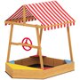 Voir la diapositive 1 : HOMCOM Bac à sable en bois design bateau enfant - sièges, store double pente, gouvernail - bois pré-huilé