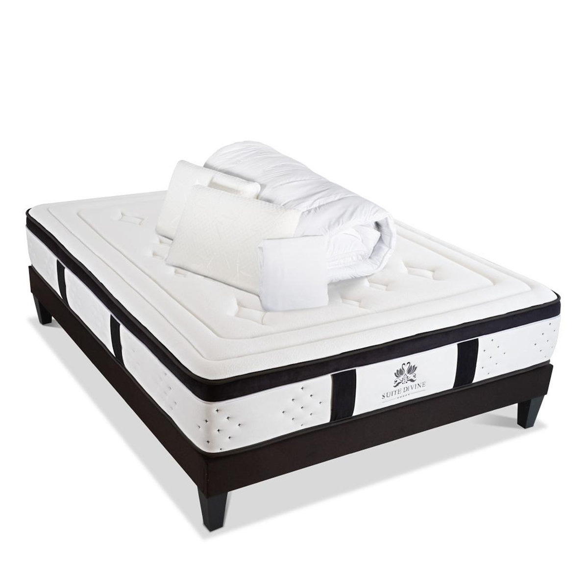 SUITE ETOILEE SUITE ETOILEE | Pack Prêt à dormir SUITE DIVINE | Matelas Mémoire de forme + Sommier + Accessoires