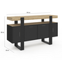 Voir la diapositive 5 : ID MARKET Buffet 140 cm PHOENIX 4 portes noir avec plateau bois