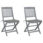 VIDAXL Chaises pliables d'exterieur lot de 2 et coussins Bois d'acacia