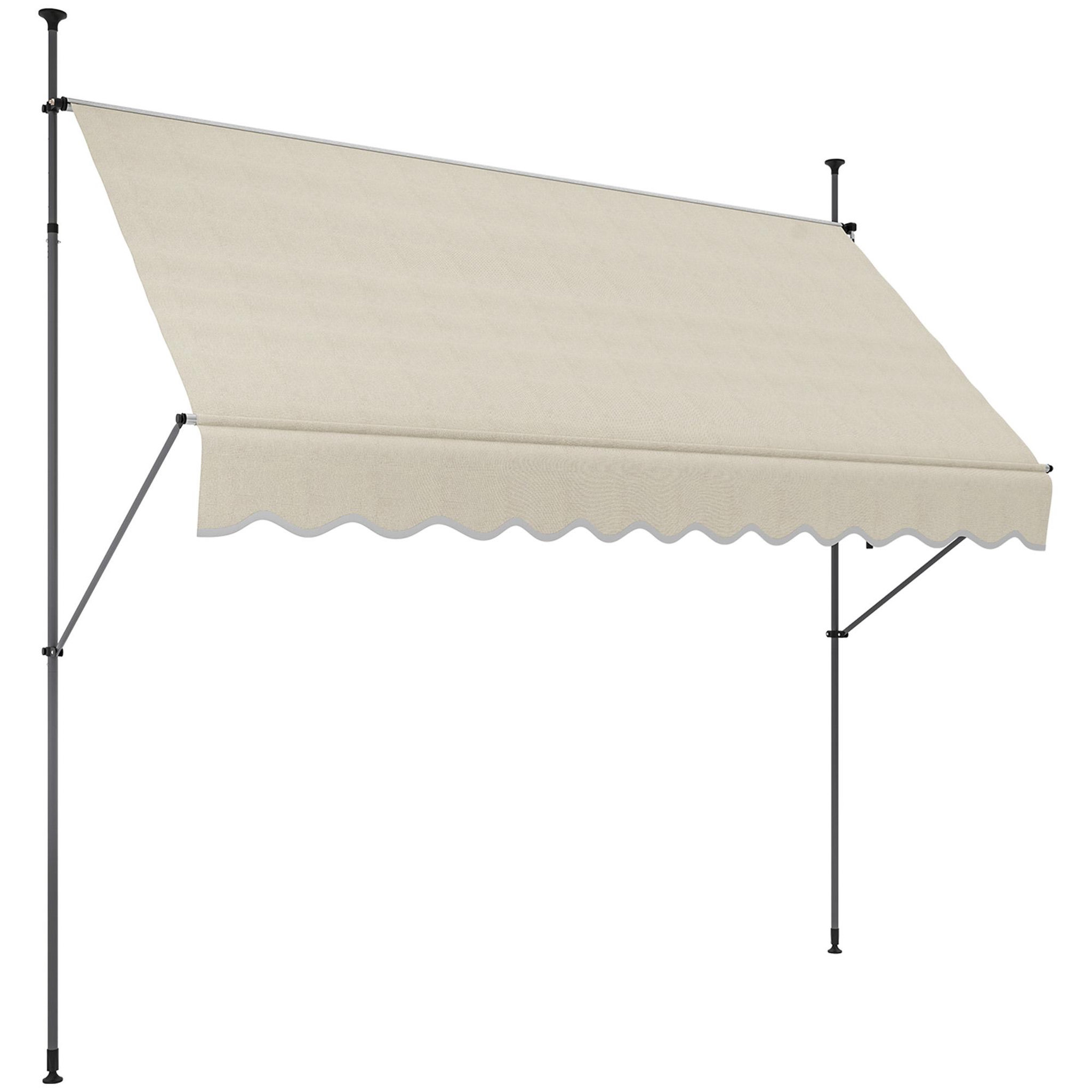 Voir la diapositive 1 : OUTSUNNY Store banne autoportant manuel inclinable rétractable 3 x 1,2(avancée) x 2,1-3H.m aucun perçage sable