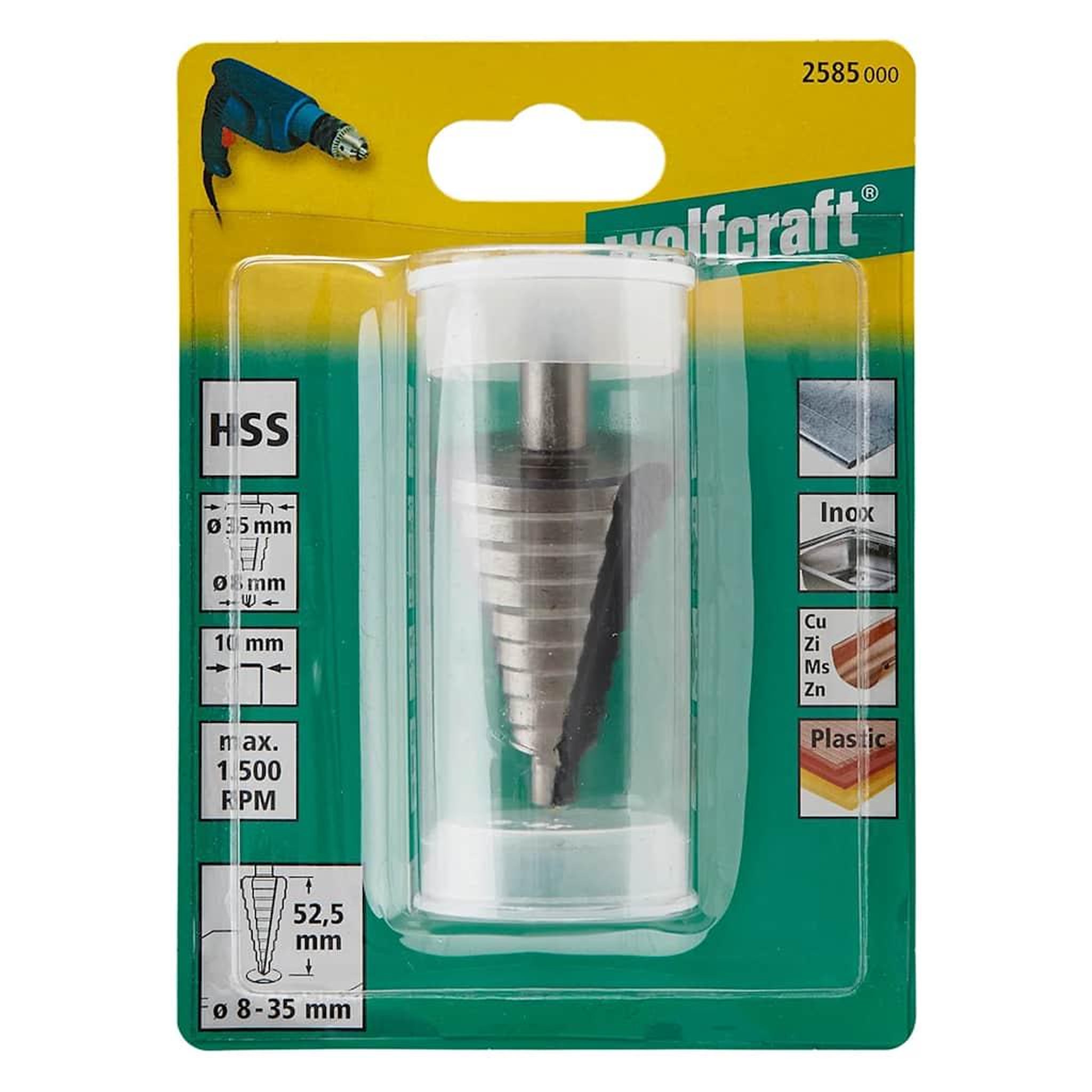 Voir la diapositive 3 : WOLFCRAFT wolfcraft Foret par increments 10 mm 8-35 mm Acier rapide Gris 2585000