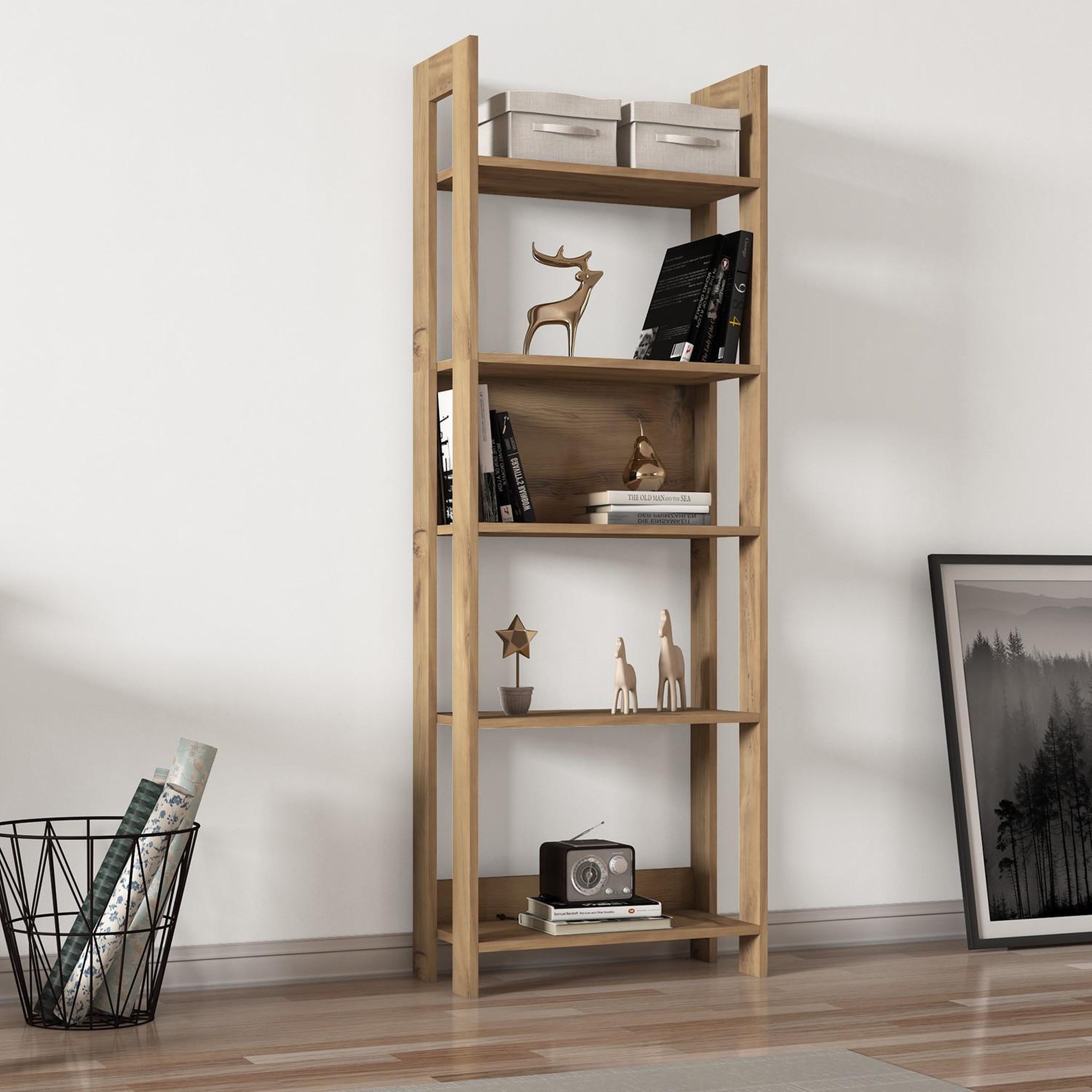 Voir la diapositive 3 : Habitat et Jardin Bibliothèque en bois  Country  - 64 x 30 x 180 cm - Marron