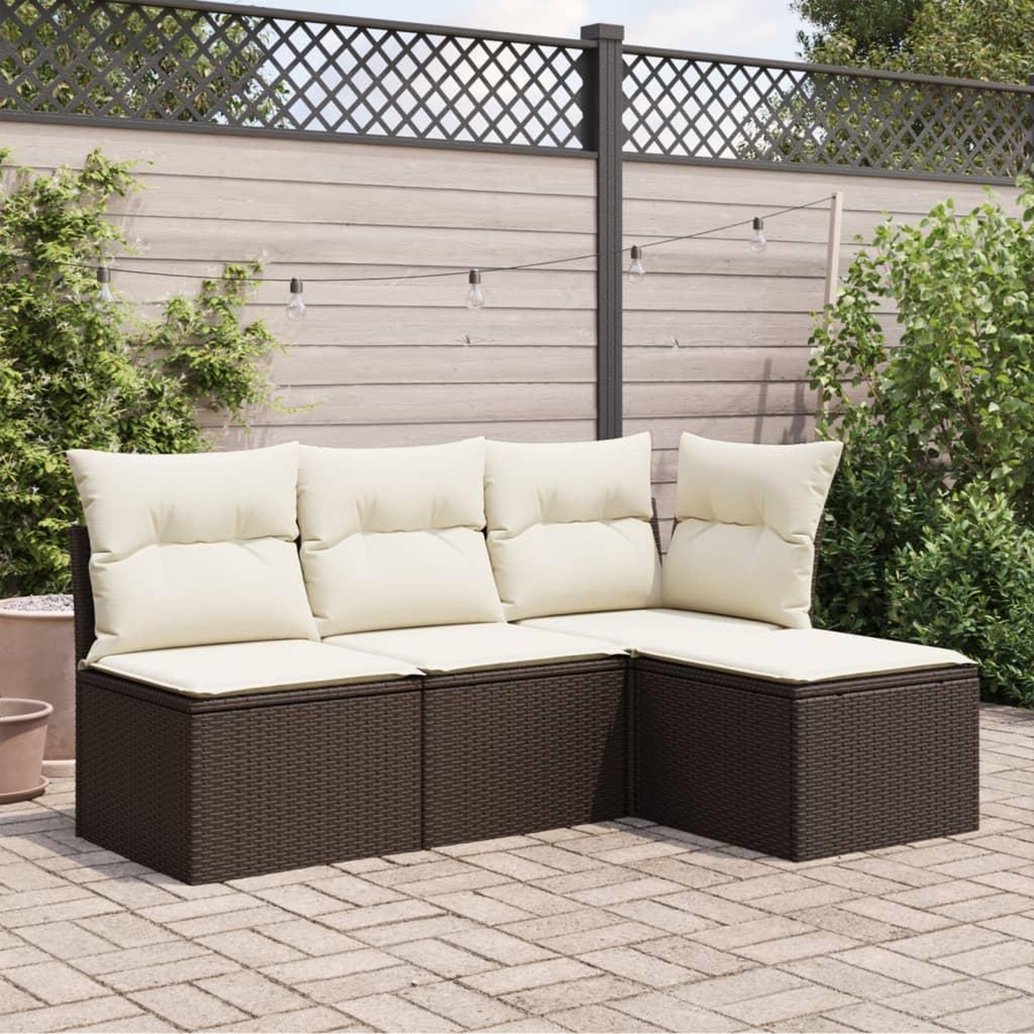 Voir la diapositive 3 : VIDAXL Tabouret de jardin avec coussin brun 55x55x37 cm resine tressee