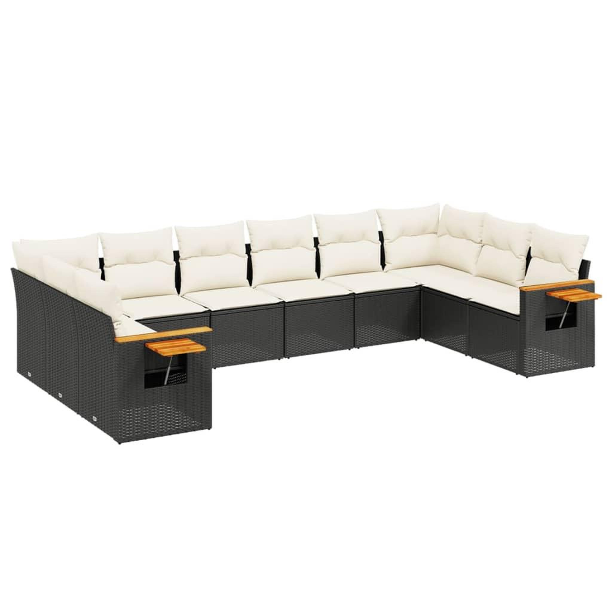 Voir la diapositive 2 : VIDAXL Salon de jardin 10 pcs avec coussins noir resine tressee