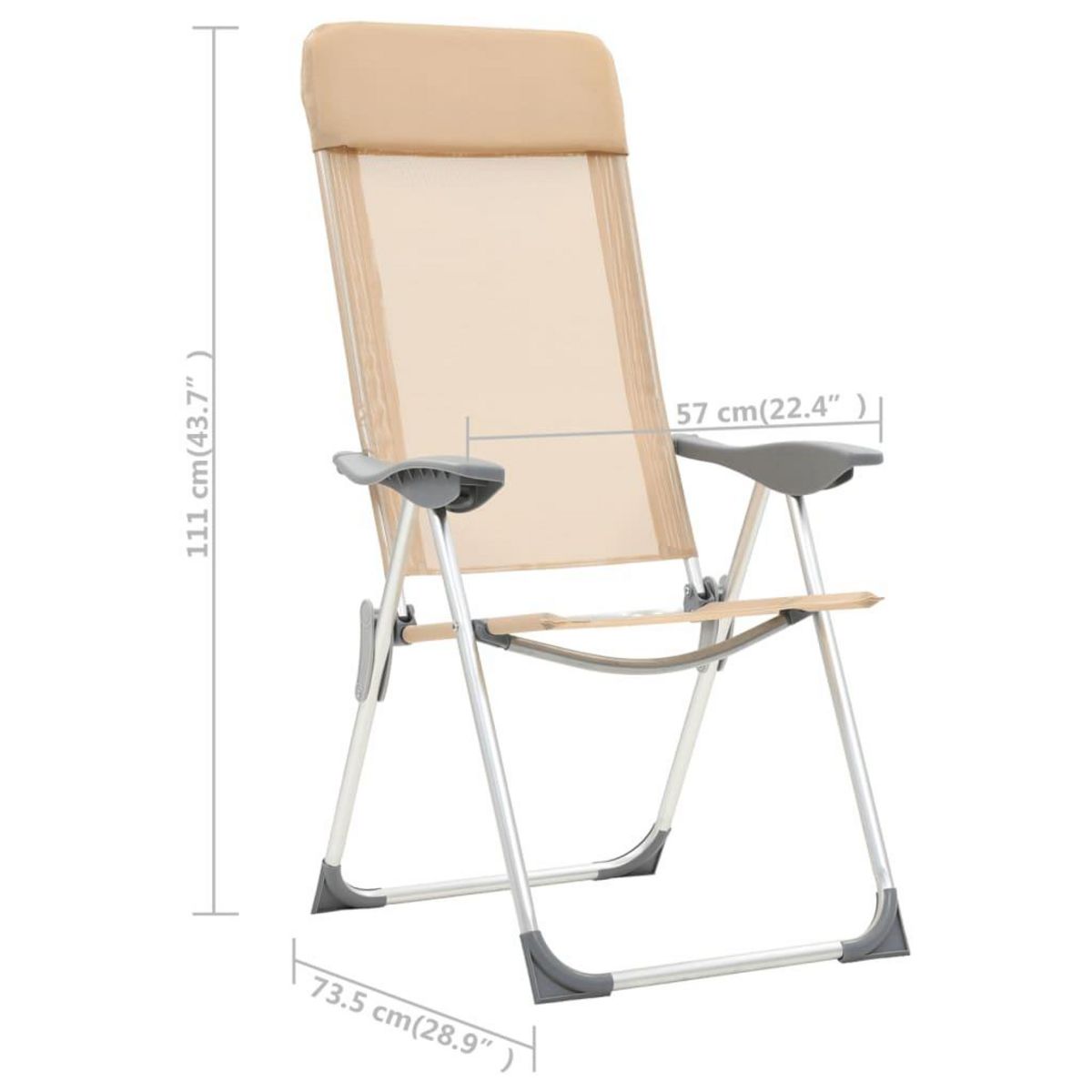 VIDAXL Chaises de camping pliables lot de 2 Creme Aluminium
