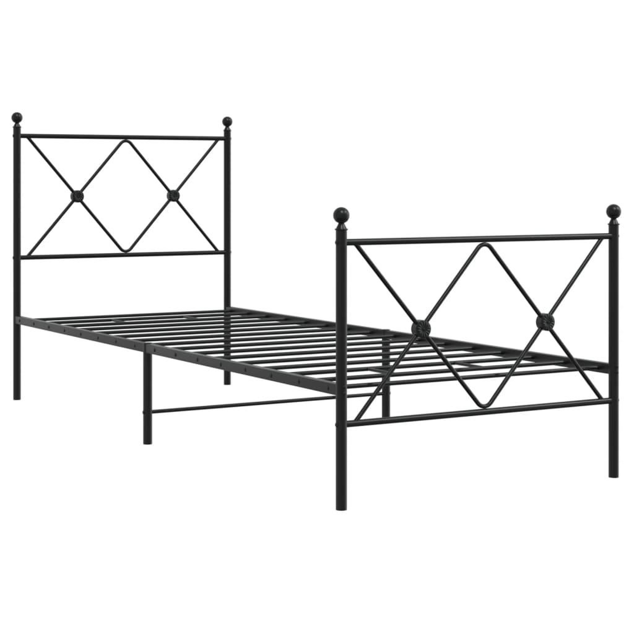Voir la diapositive 3 : VIDAXL Cadre de lit metal sans matelas avec pied de lit noir 75x190 cm