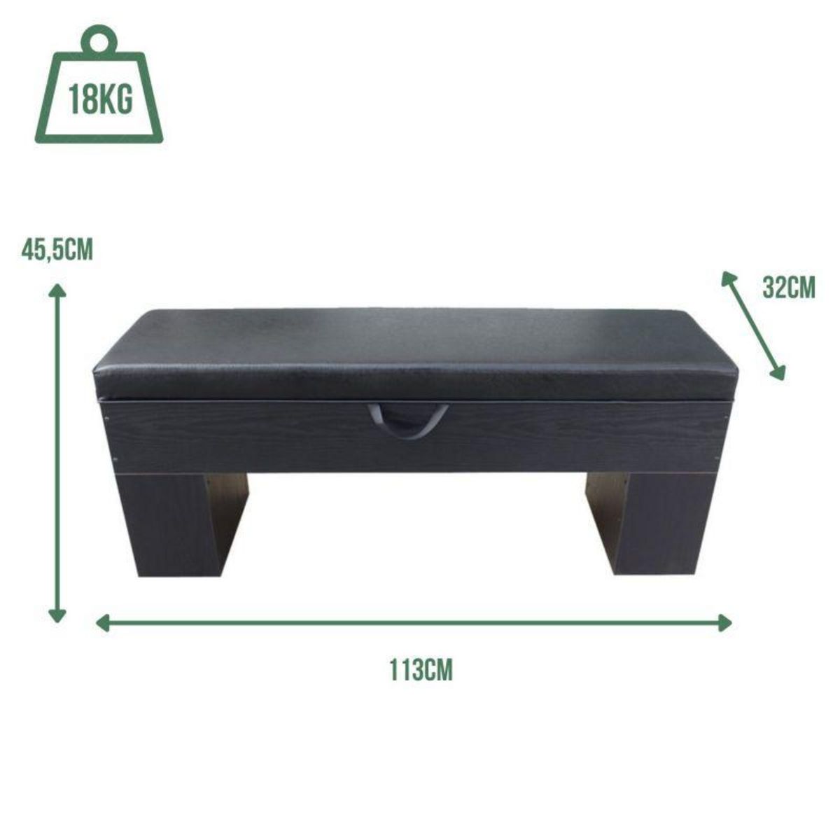 SOKKER Banc Bois avec rangement 113 x 32 cm avec coussin - Deluxe