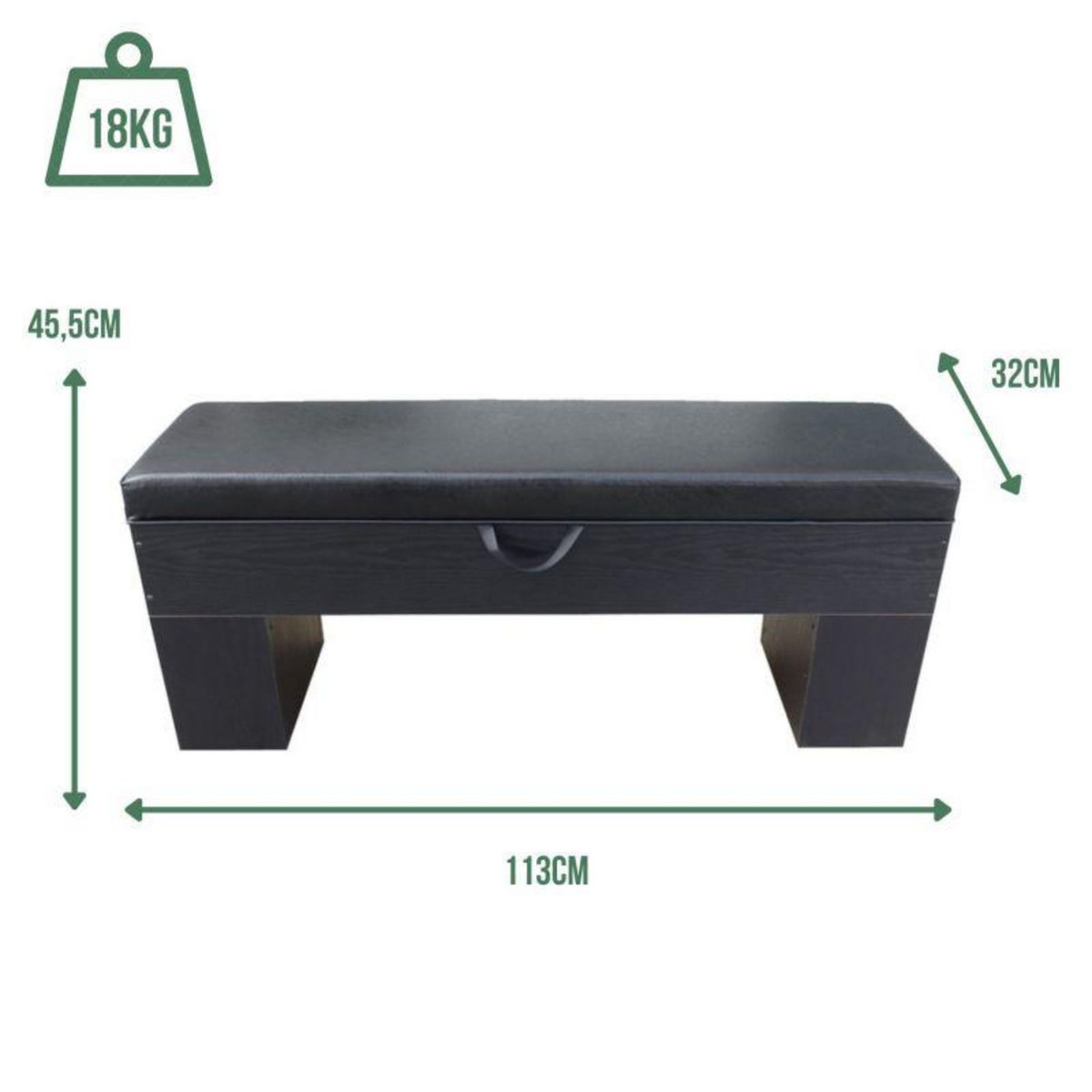 SOKKER Banc Bois avec rangement 113 x 32 cm avec coussin - Deluxe