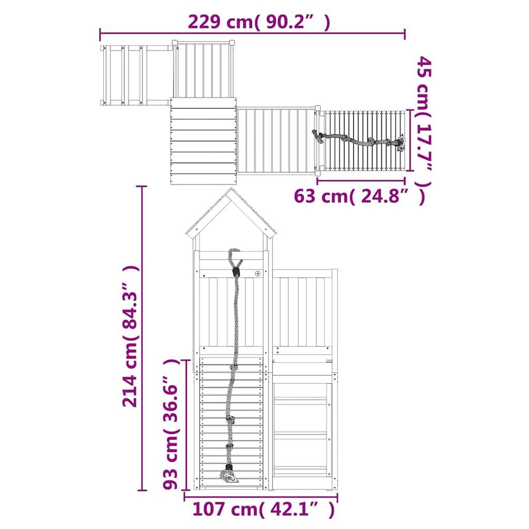 Voir la diapositive 6 : VIDAXL Maisonnette de jeu avec mur d'escalade bois massif douglas