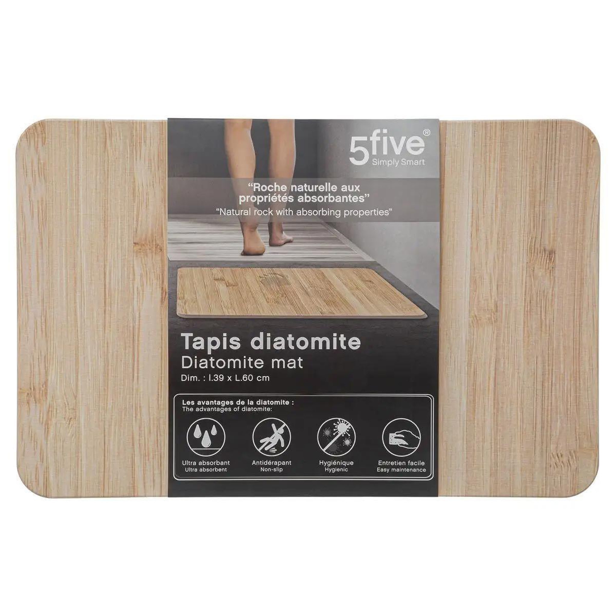 Voir la diapositive 4 : FIVE Tapis de salle de bain  diatomite  39x60cm naturel