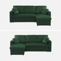 Voir la diapositive 5 : SWEEEK Canapé d'angle convertible en velours vert anglais 3 places. fauteuil d'angle réversible coffre rangement lit modulable