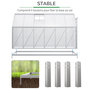 Voir la diapositive 6 : OUTSUNNY Serre de jardin aluminium polycarbonate 7,12 m² dim. 3,75L x 1,9l x 2H m lucarne réglable fondation porte coulissante