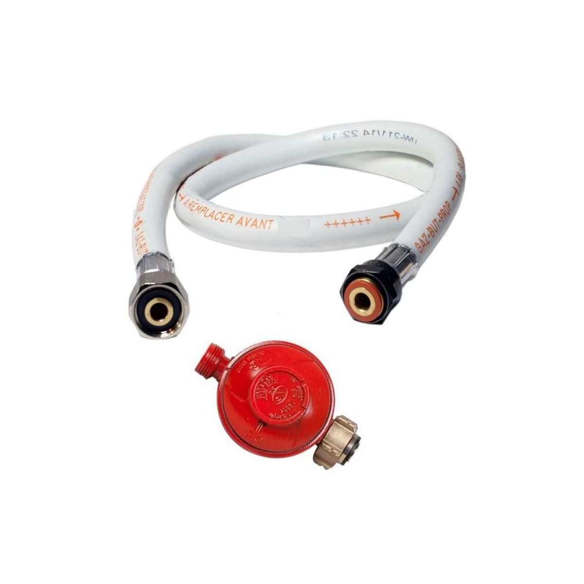 Proweltek Rechaud à gaz en Fonte véritable 9,8 KW 4 pieds 2 bruleurs + Tuyau gaz à vis 1.50m + Détendeur Propane TRIGLAV