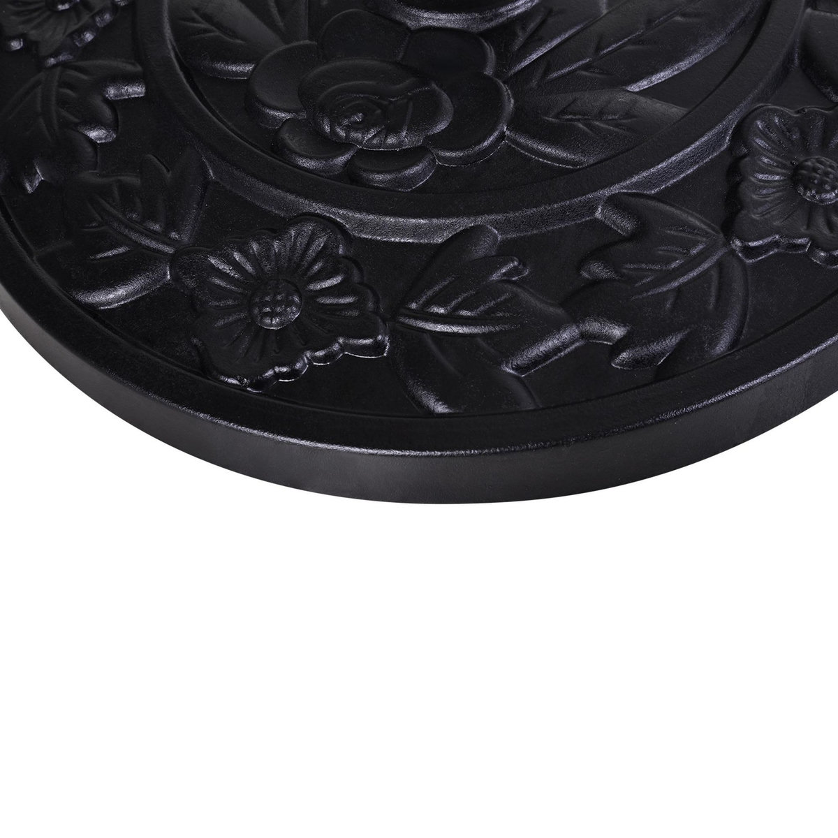 OUTSUNNY Pied de parasol base de lestage parasol demi-cercle résine imitation fonte motif fleur 50L x 31l x 32H cm