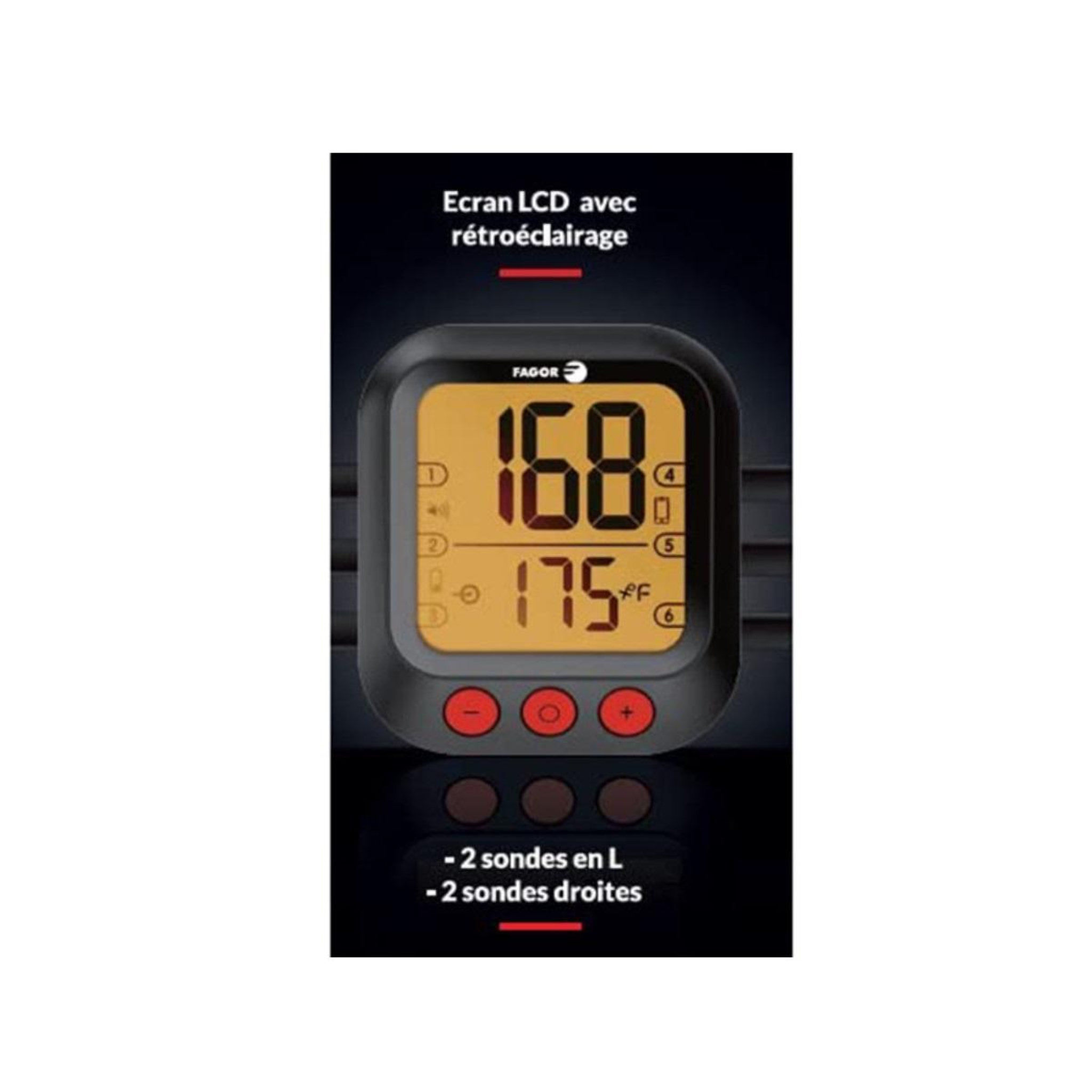 Voir la diapositive 3 : Fagor Thermomètre de cuisson connecté noir - fg1927