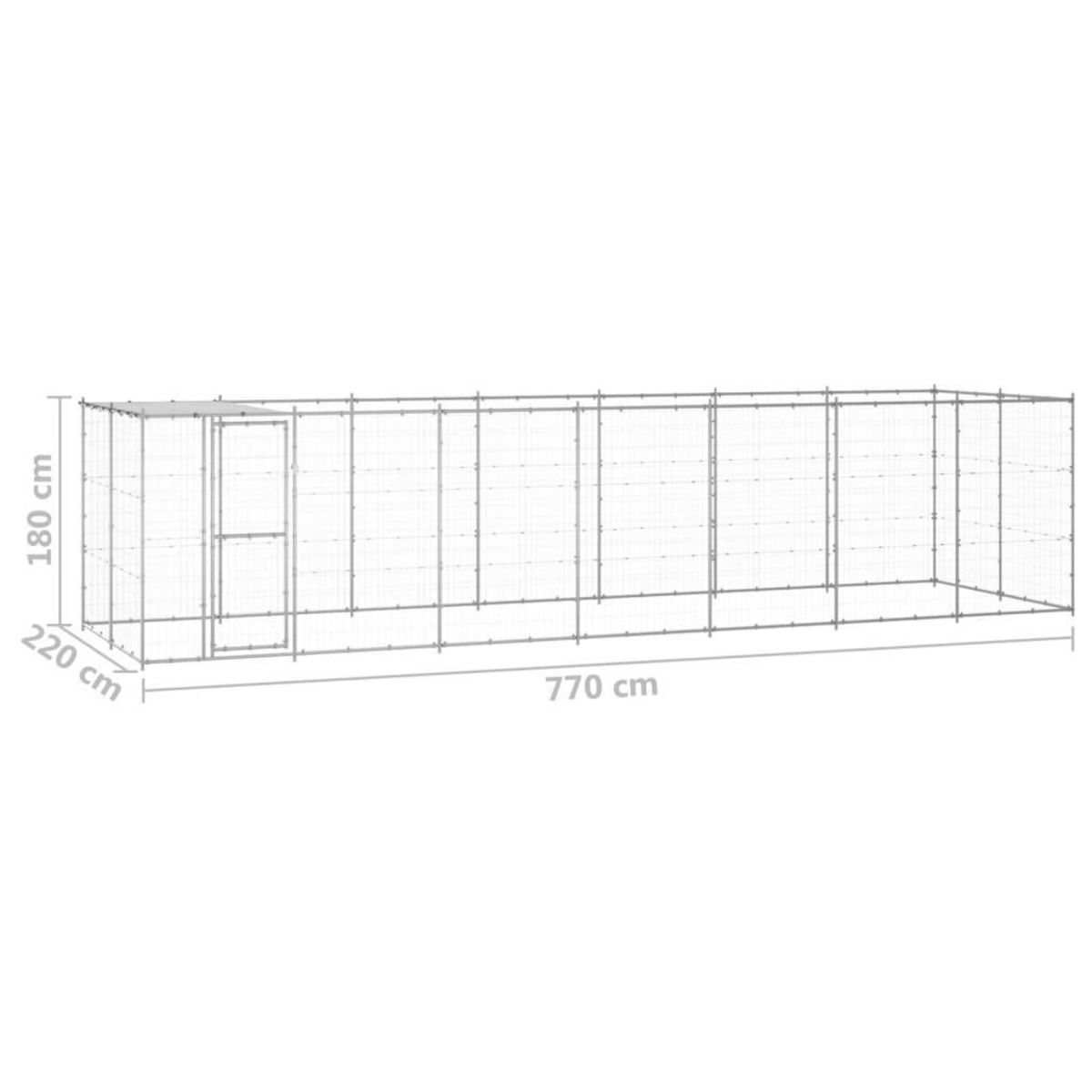 VIDAXL Chenil exterieur Acier galvanise avec toit 16,94 m²