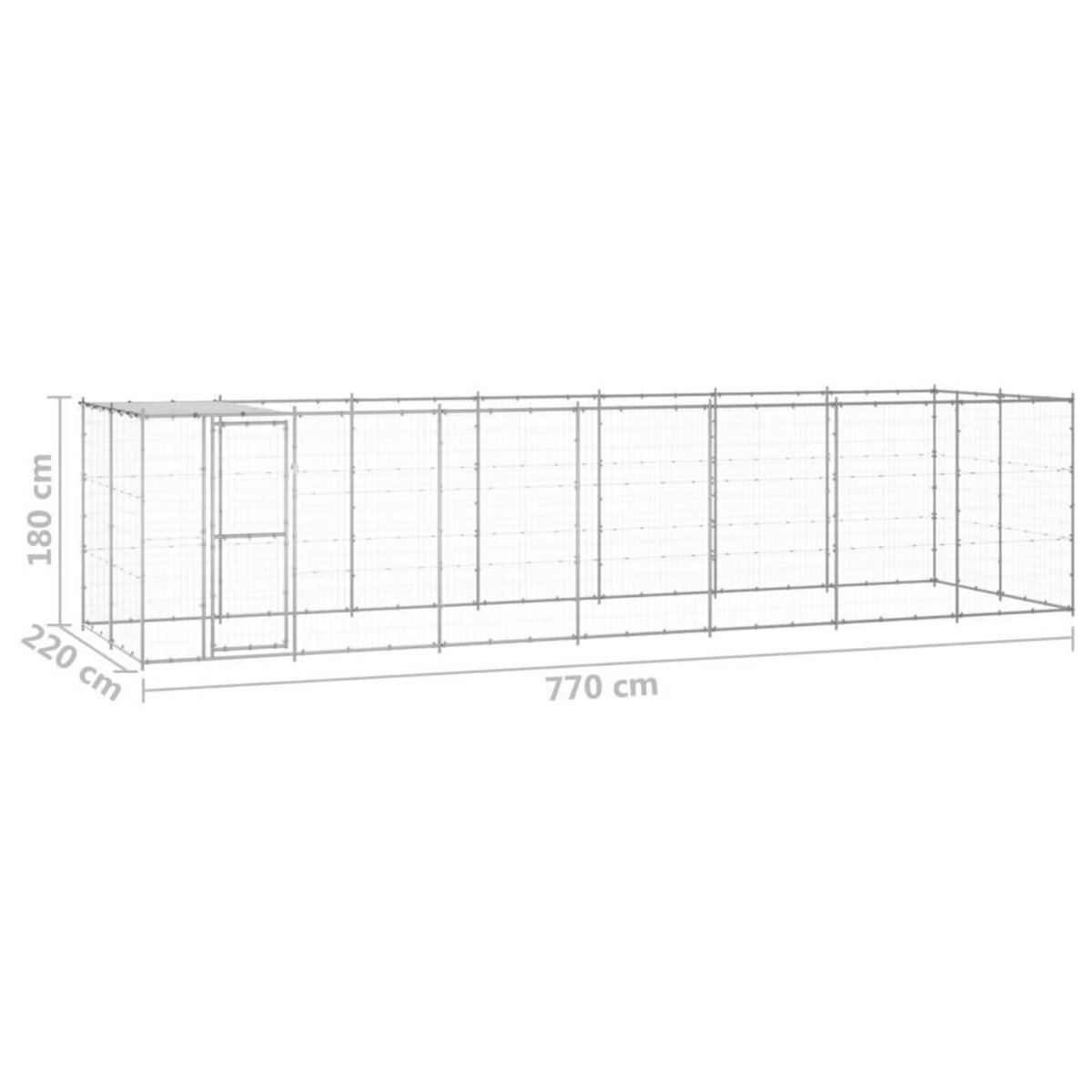 VIDAXL Chenil exterieur Acier galvanise avec toit 16,94 m²